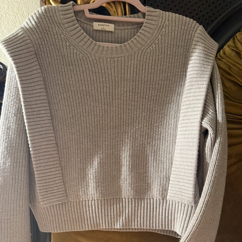 Babaton Light Gray Crew Neck Sweater New Without Tags